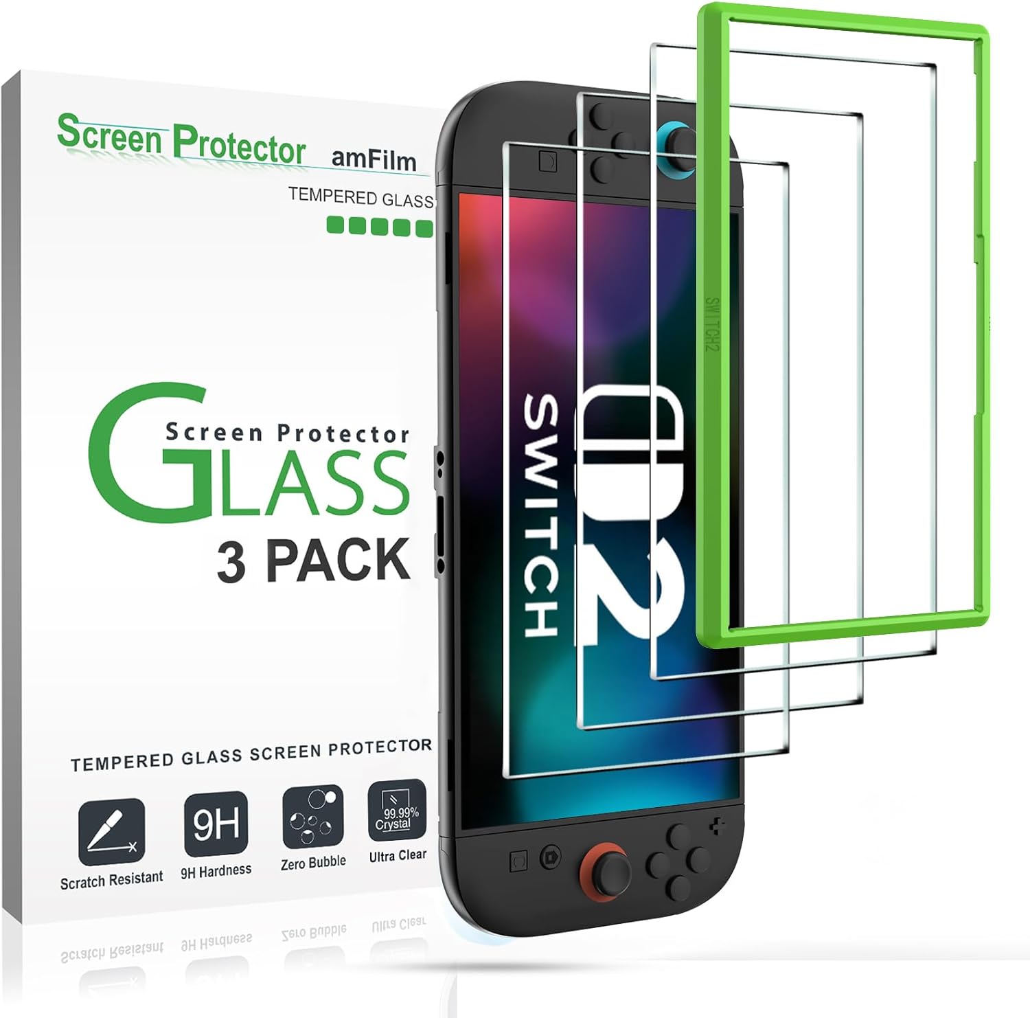 amFilm Protection Écran Switch 2 Verre Trempé